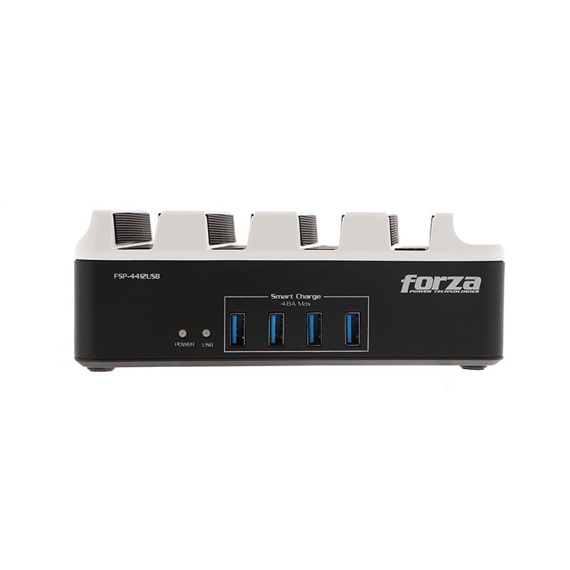 Forza Surge protector, 4 Tomas de Corriente, 4 USB Phone Holder