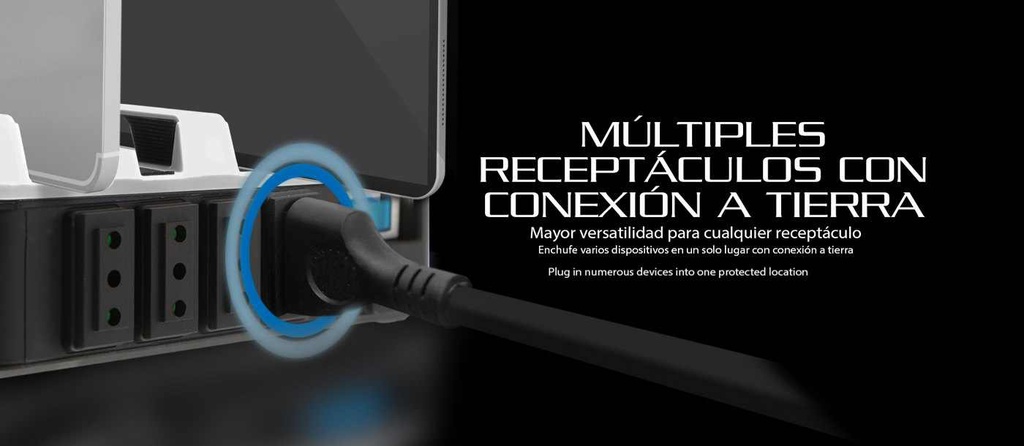 Forza Surge protector, 4 Tomas de Corriente, 4 USB Phone Holder