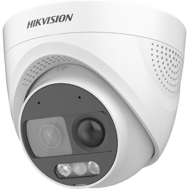 Hikvision ColorVu camara analoga domo 2mp 20m, plastico metal microfono sirena luz strobe