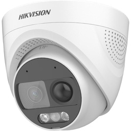 [DS-2CE72DF3T-PIRXOS] Hikvision ColorVu camara analoga domo 2mp 20m, plastico metal microfono sirena luz strobe